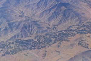 Vallée en Afghanistan vue d'avion